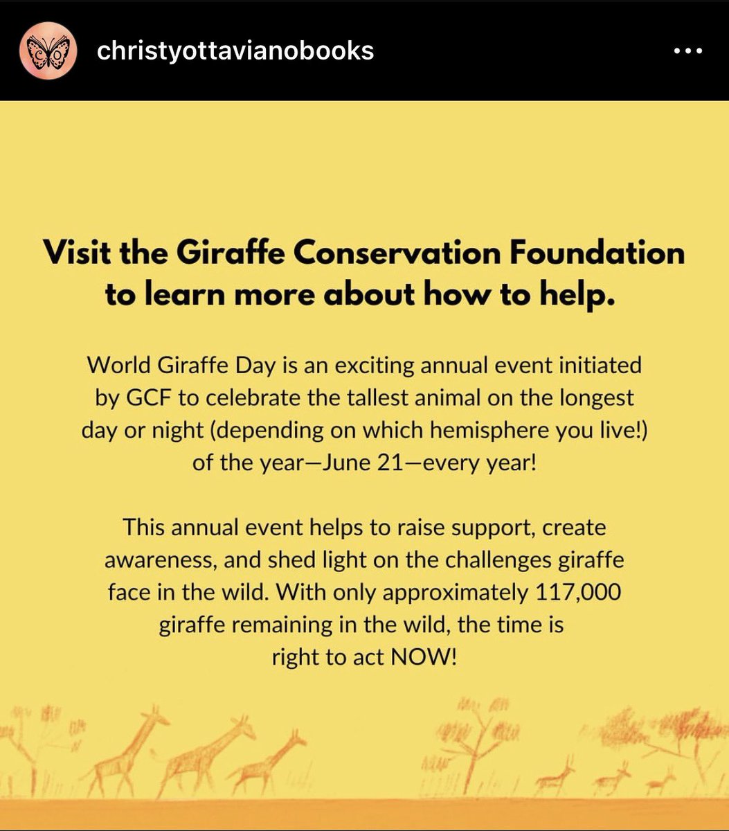 Happy One Day After World Giraffe Day! 🦒

GIRAFFE 🦒 MATH is in the world August 22, 2023!

#standtallforgiraffes Giraffe Conservation Foundation Little, Brown Books for Young Readers #christyottavianobooks #geraldovalerio