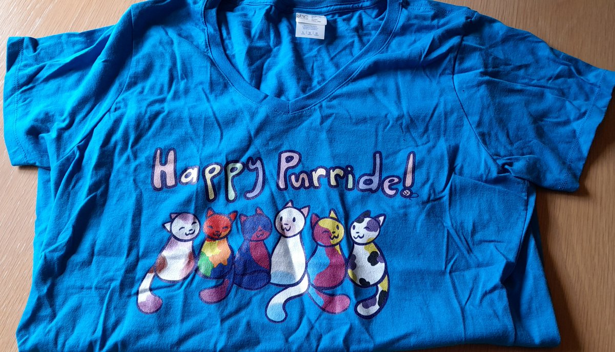 🌈😀Stoke Pride here I come !! 🌈😀 Happy Purride t-shirt has arrived. A little creased. It's now in the washing machine for a freshen up for Saturday 24th June at Hanley Park . Come and say 'hello' - stalls 49-53. #Pride2023 #PrideMonth2023