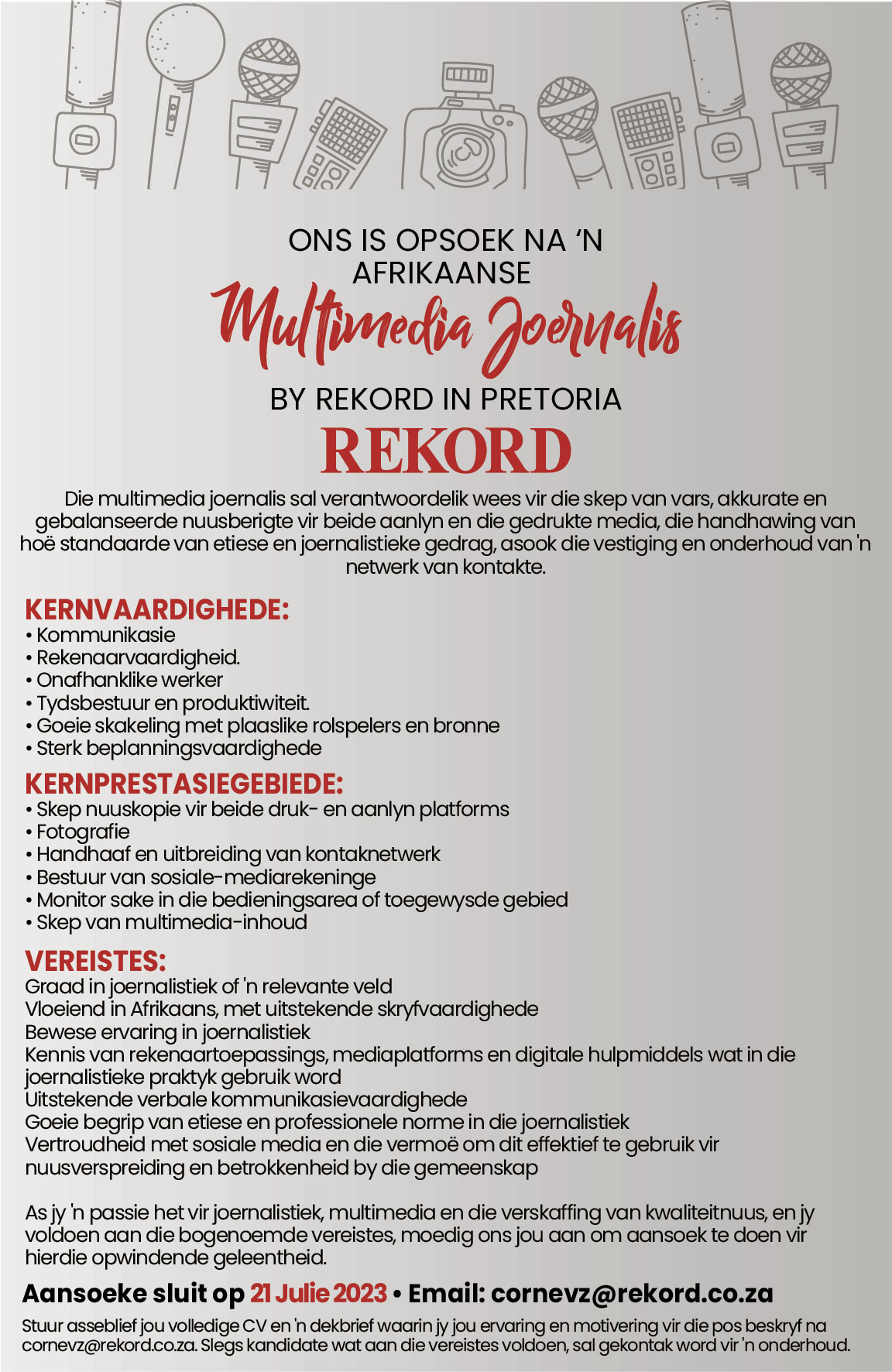 Pretoria Rekord on Twitter "JOBS AVAILABLE AT Rekord NEWSPAPER [JOB