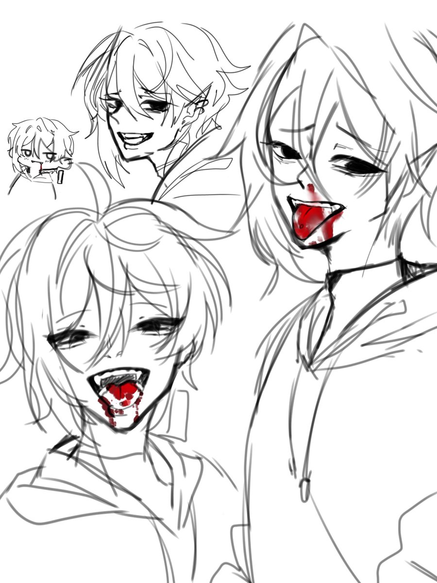 TW//BLOOD
Uhhh so i saw @/potatoaiisle's vampire seb drawings and uh i.... cant stop thinking about it so i made some sketches abt vamp seb omg... [heavily inspired by @/potatoaiisle]