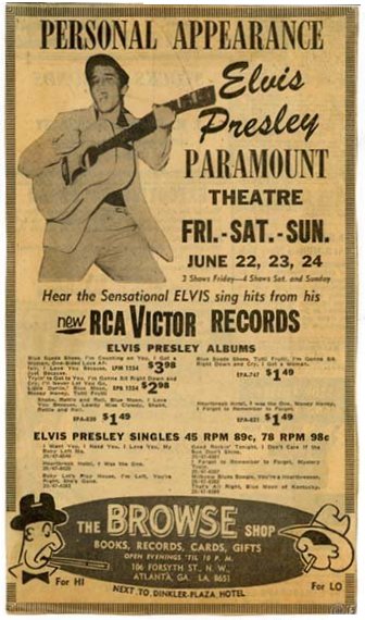 June 22, #Elvis1956
Elvis started three day run playing 10 shows at Paramount Theater  in Atlanta, Georgia. The stage manager was told; “Pull all white lights. Presley works all in color.
#ElvisHistory 
#Elvis2023 
#ElvisPresley