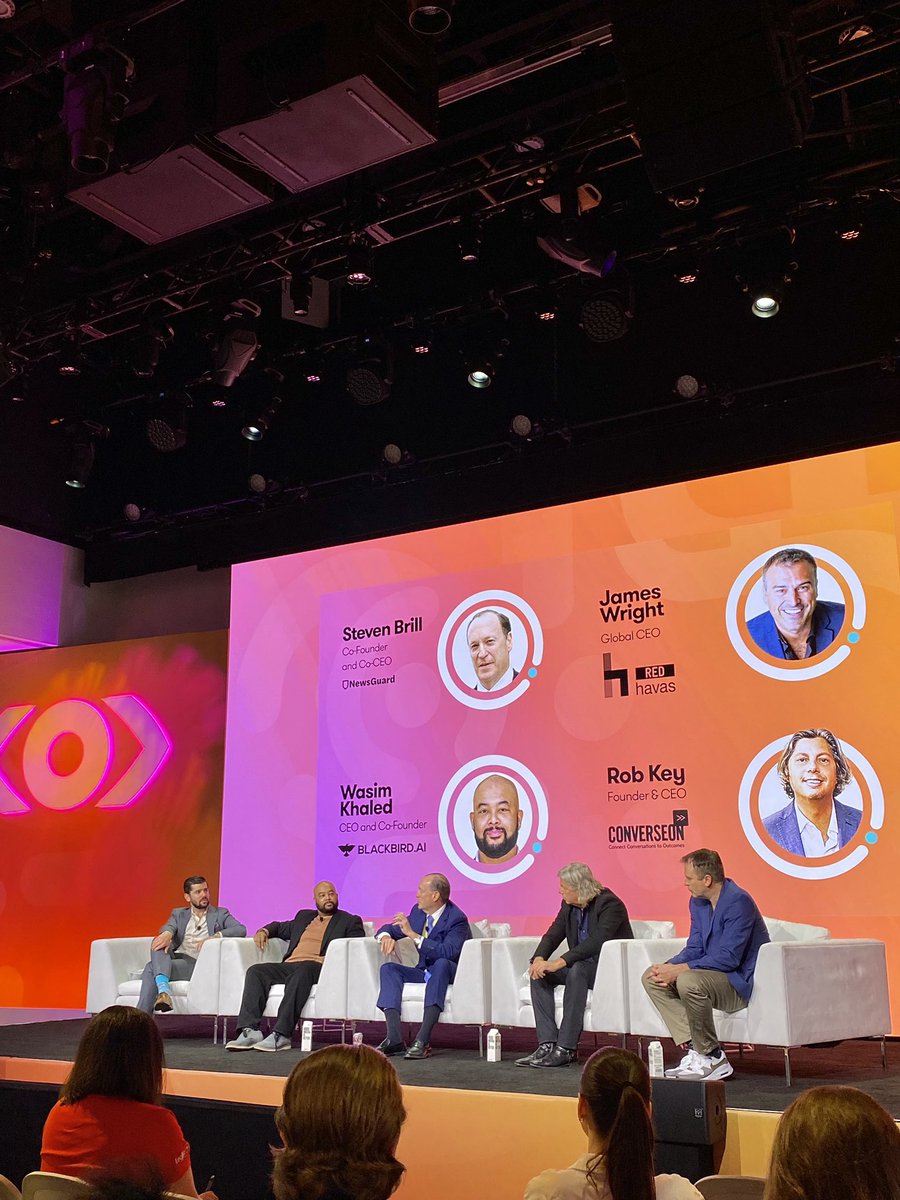 Excellent panel on “Navigating Misinformation: Harnessing Narrative Analysis to Drive Brand Authenticity” 

with <a href="/StevenBrill/">Steven Brill</a> <a href="/NewsGuardRating/">NewsGuard</a>, <a href="/WasimKhal/">Wasim Khaled</a> <a href="/blackbird_ai/">Blackbird.AI</a>, <a href="/James_C_Wright/">James Wright</a> @redhavas_us, and <a href="/robkey/">rob key</a> <a href="/converseon/">Converseon</a>. 

#MeltwaterSummit