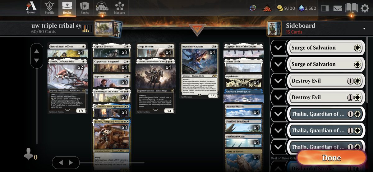 KorgaRat's tweet photo. Is it Soldiers? Humans? Legends? Whatever you call it, this Alchemy Azorius Aggro featuring Reprieve and White Tree feels like the real deal, and went undefeated from D3 to Mythic. (Decklist in replies.) @fireshoes @mtgazone https://t.co/iRNkCIG94B
