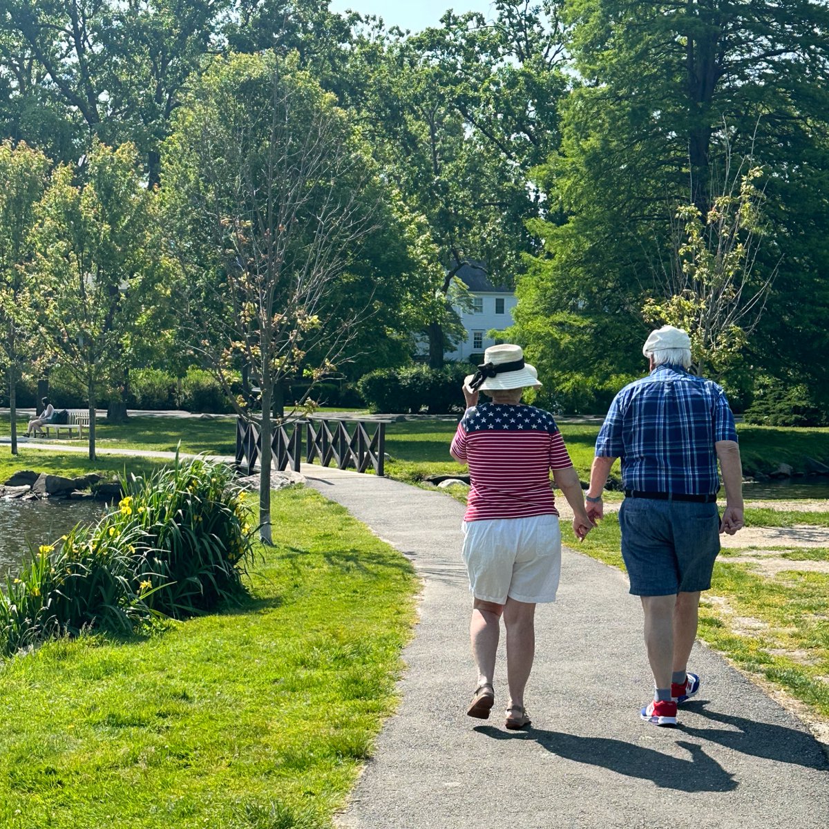 Walking together hand in hand is how we age with attitude. That and wearing red white and blue. Positive attitude about aging could boost health bit.ly/3D3ff3L #agingwithattitude #aginginplace #independentliving #thrivinginmotion #cherish