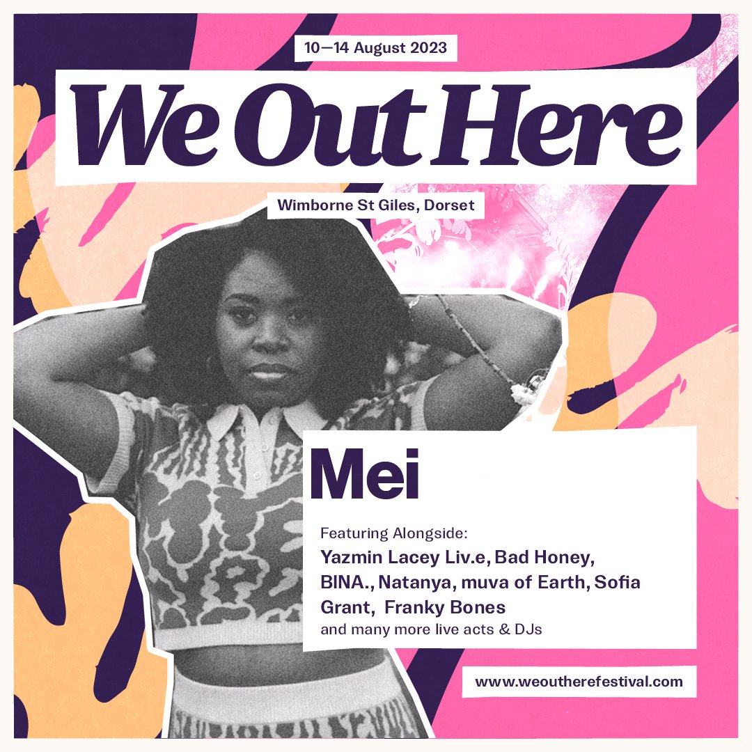 We're thrilled to announce our third artist performing in the AW Big Top takeover at <a href="/weoutherefest/">We Out Here Festival</a> on 11th August 🎪

Super talented Mei <a href="/meiwelbeck/">MEI</a> is a South London vocalist, songwriter, producer and bassist with a unique blend of R&amp;B, rap, alternative &amp; electronic elements 🔥