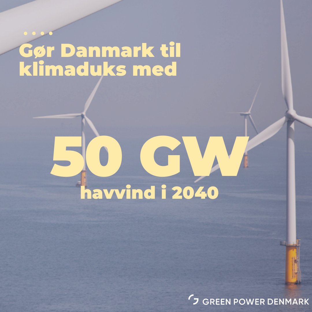 Vi skal gøre Danmark til klimaduks i 2040🌊Ny analyse viser, at 🇩🇰 bør sætte mål om 50GW havvind i 2040. Det kræver bl.a. en markedsdrevet udvikling og bedre adgang til areal på havet. Læs analysen👇🏼greenpowerdenmark.dk/nyheder/havvin… #dkgreen