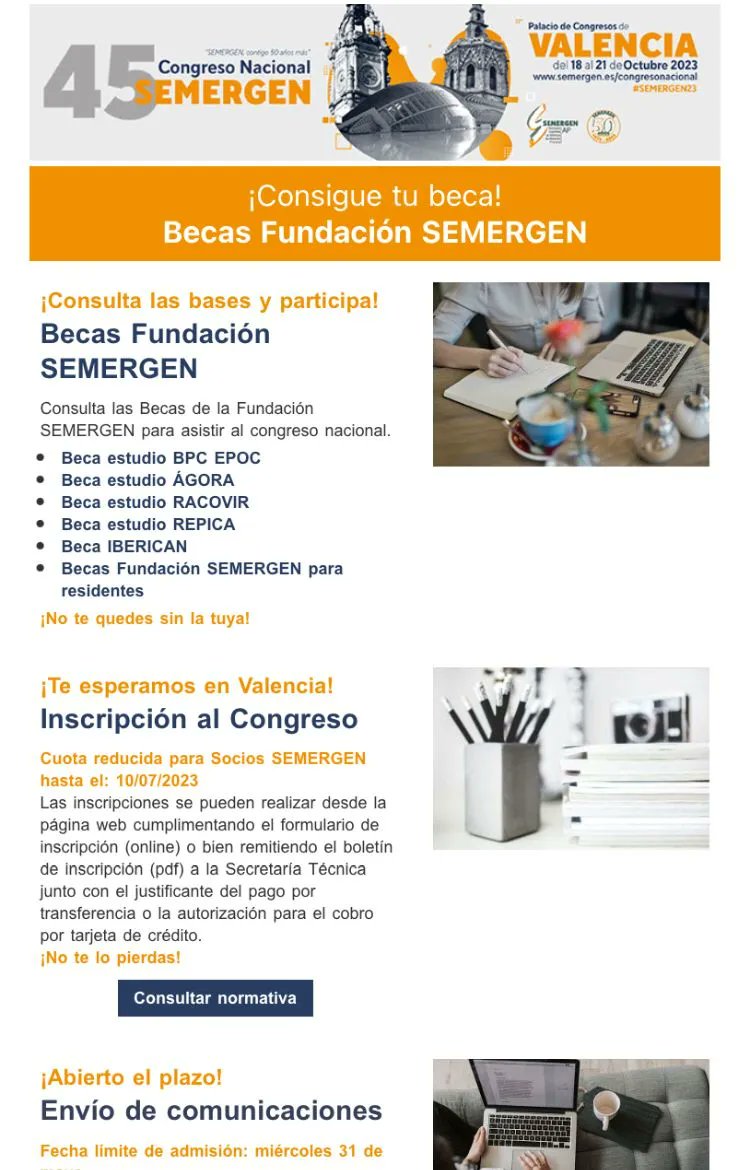 🆕 Ampliado PLAZO! No te demores!!!
👁️‍🗨️ Presenta tu COMUNICACION para #SEMERGEN23 
📌 1️⃣ 5️⃣ 0️⃣  BECAS de la Fundación @SEMERGENap para Residentes Autores de comunicación 
🆙  Consultar condiciones congresonacionalsemergen.com