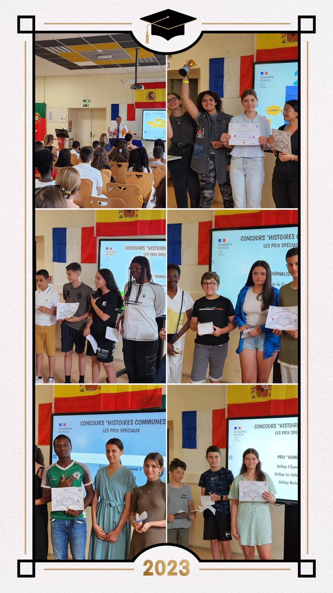 AzurGnd's tweet photo. Très belle cérémonie de remise de 🏆du concours interlangues "Histoire communes" 2023 "L’important c’est de communiquer" 🗣💬 en présence de Mme Mattei Battesti IA-DAASEN
👏aux projets lauréats 🤩 ! Beaucoup de travail et d’émotions
🙏aux équipes du @CollegeRisso pour l’accueil ! https://t.co/h6sdV1ijUw