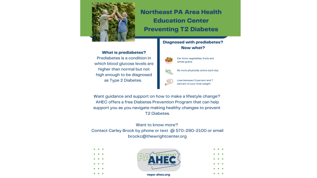 NE_AHEC's tweet photo. Has your doctor talked to you about prediabetes? We have the group for you! 

Take the Prediabetes risk test here https://t.co/AiCbrRhW1B

#DPP #diabetes #diabetesprevention #healthylifestyle #wellness #NEPAAHEC https://t.co/pzFT6Gxh1x
