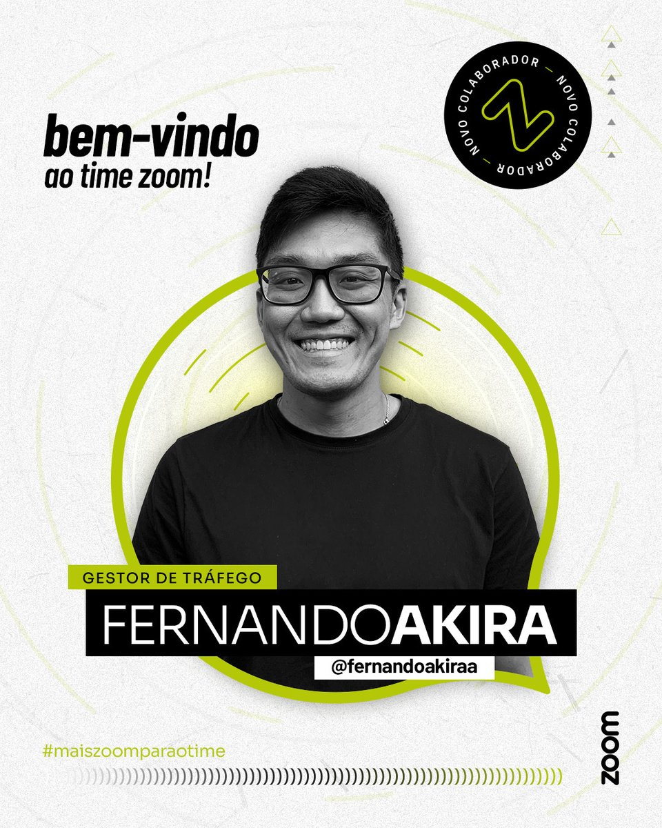 zoompropaganda_'s tweet photo. Vamos dar as boas-vindas ao novo zoomer e gestor de tráfego,  @fernandoakiraa! 

Seja bem-vindo, Fernando! 
Desejamos que você possa construir uma carreira de muito sucesso conosco e venha expandir suas lentes de criatividade aqui na Zoom Propaganda! https://t.co/AT1lzNR3sx