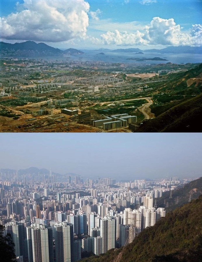 ThenvsNowPic1's tweet photo. Hong Kong in 1964 and 2016 https://t.co/yt9QQagwlv