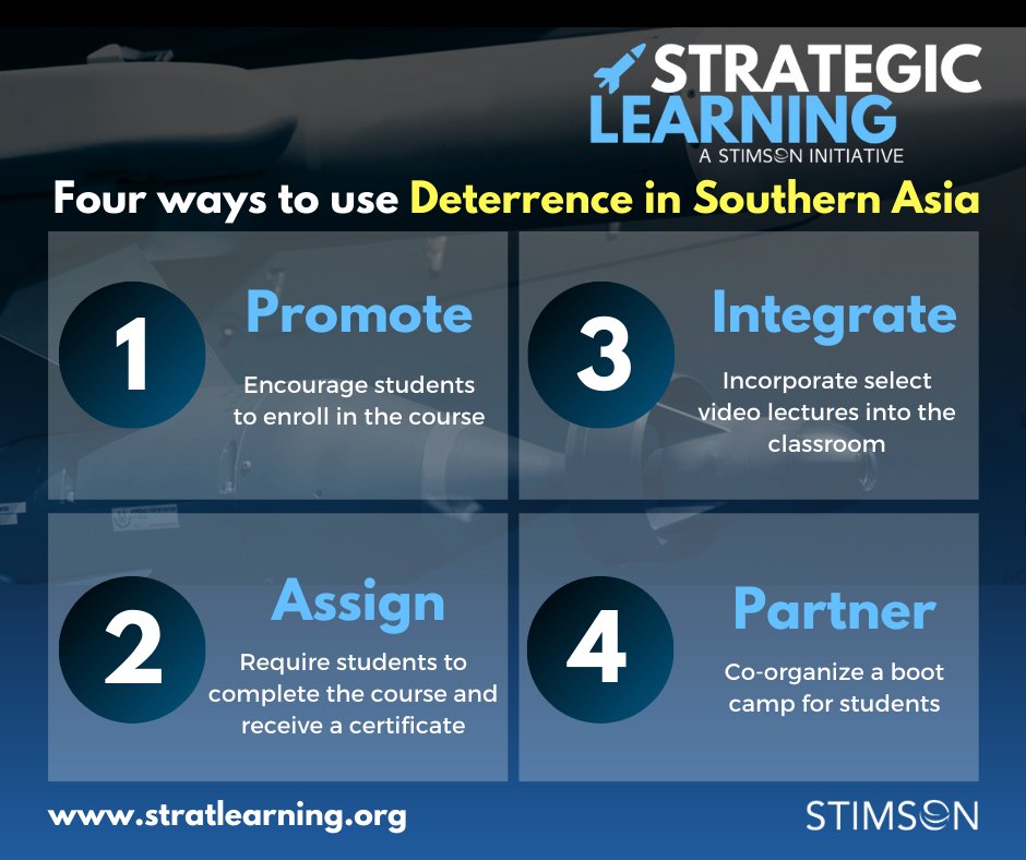 stratlearning's tweet photo. #TwitterProfessors

Deterrence in Southern Asia is a FREE online course that can supplement your teaching on geopolitical and strategic issues next semester.

Here are 4 ways to incorporate our course into your syllabi 🔽 https://t.co/WvMKB0fGd3