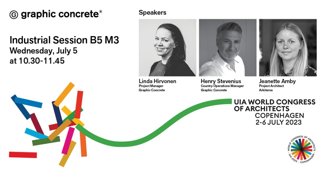 Graphic Concrete Industrial Session --> Wednesday, July 5 at 10.30-11.45 at Bella Center Copenhagen, B5 M3!

ow.ly/KMaP50ORrwN

#graphicconcrete #concretearchitecture #precast #concretesurface #sustainablefutures2023 #copenhagen #uia2023cph @uia2023cph
