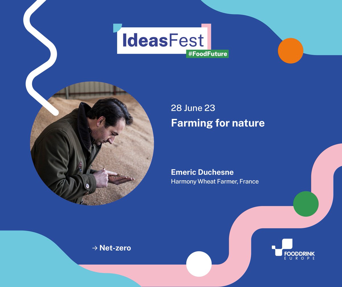 FoodDrinkEU's tweet image. 💚 Net-zero 💚

Tune in to @FoodDrinkEU's #FoodFuture Ideas Fest from 15:00-17:30 on Wednesday, 28 June, for the big ideas behind our food systems 🍽️ 🚀 🌍

Hear from French family farmer, @drimeric about his experiences growing sustainably with @MDLZ's Harmony Wheat programme