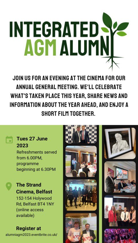This Tuesday, join us for an Integrated AlumNI get together at the Strand Cinema 🎥 🍿 in Belfast to
- discuss our future plans
- look back at our achievements
- screen a film on IE through young people’s eyes
- catch-up and network. First drink on us 😊 eventbrite.co.uk/e/integrated-a…