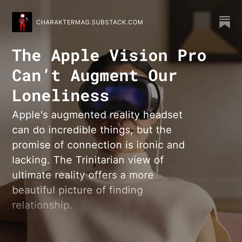 charaktermag's tweet photo. New article on the Apple Vision Pro from @sethbollinger11:

https://t.co/wBXx41qdxj https://t.co/YIJklkeRbX