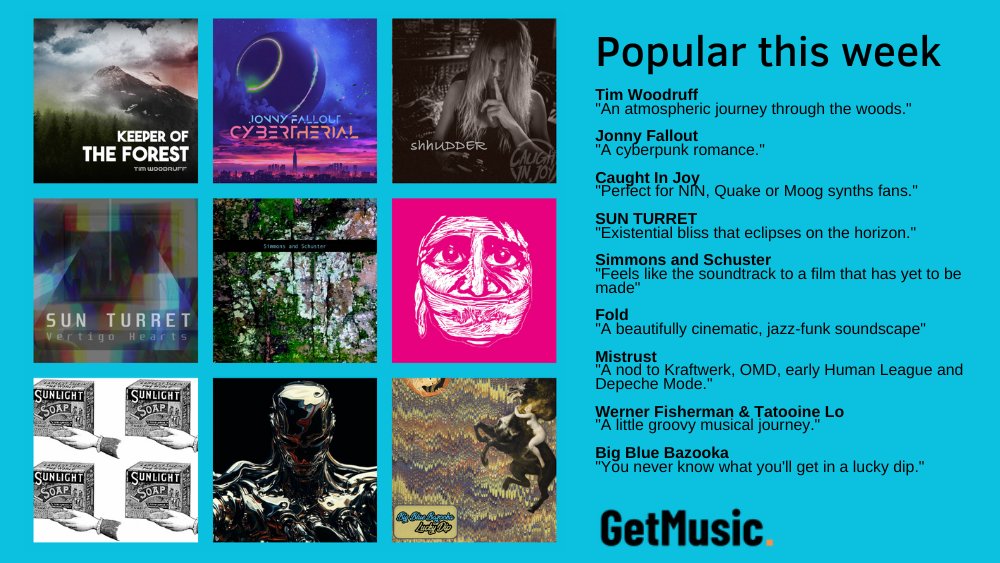 Popular this week

#synthwave #ambient #electronica #edm #newwave #minimaltechno #moog #lofi #vaporwave #chillwave #synthpop #dreampop #experimental #instrumental #poprock #jazz #psyche #neosoul #acidhouse #indiepop #rtitbot #bandcampcodes #yumcodes 

buff.ly/3LC3CpO