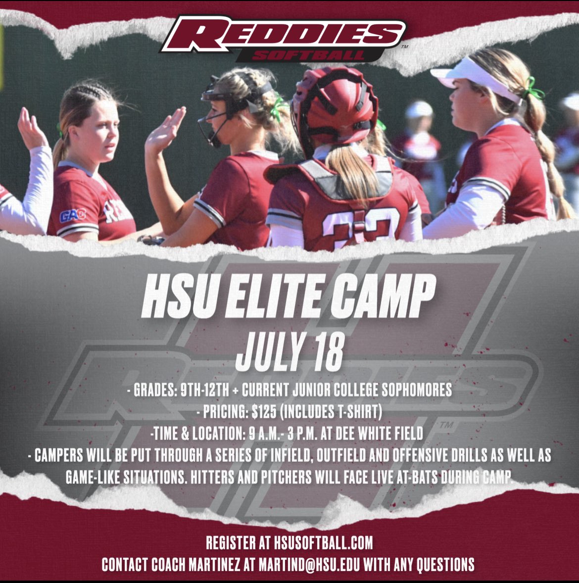 HSU softball camp next month! Here is the information.