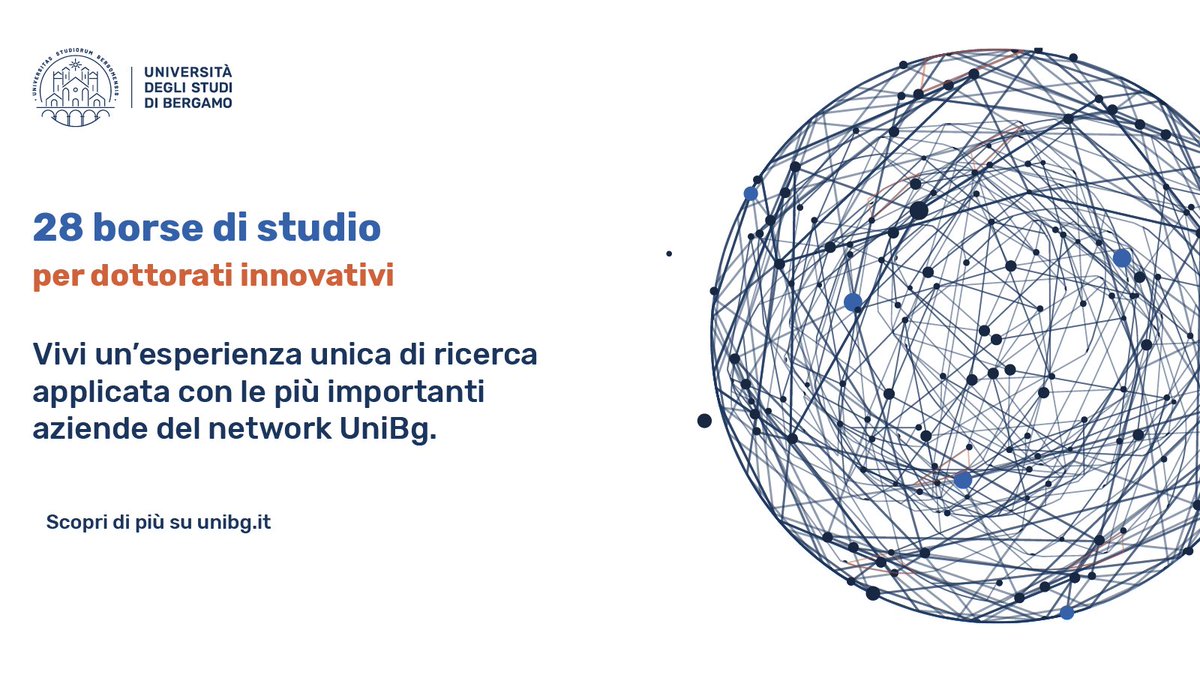 UniBg (@unibergamo) on Twitter photo #PNRR 28 borse per dottorati innovativi in #Unibg messe a disposizione dal <a href="/mur_gov_/">Ministero dell'Università e della Ricerca</a> , in stretta collaborazione con le aziende del territorio, co-finanziatrici e co-protagoniste dell’iniziativa.
Qui tutti i dettagli, domande fino al 25 agosto
bit.ly/dottorati_inno… #PNRR 28 borse per dottorati innovativi in #Unibg messe a disposizione dal <a href="/mur_gov_/">Ministero dell'Università e della Ricerca</a> , in stretta collaborazione con le aziende del territorio, co-finanziatrici e co-protagoniste dell’iniziativa.
Qui tutti i dettagli, domande fino al 25 agosto
bit.ly/dottorati_inno…