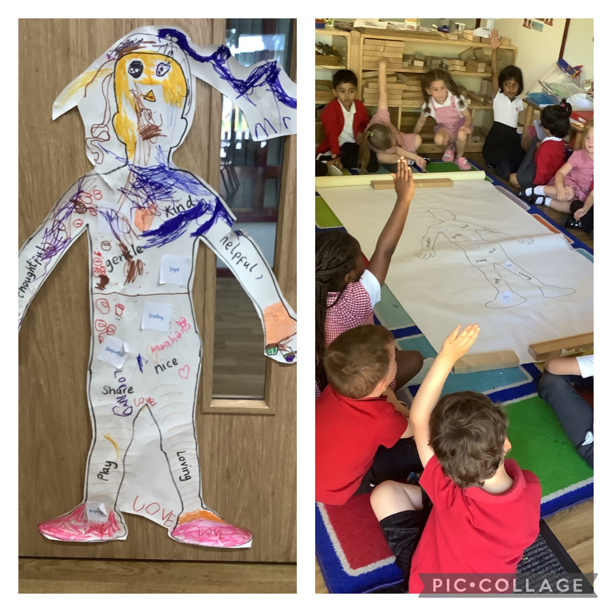 In F2 yesterday we talked about friendships. We made our own friend and the children named her Maria. We talked about what being a friend means and the type of friend we should be to others.