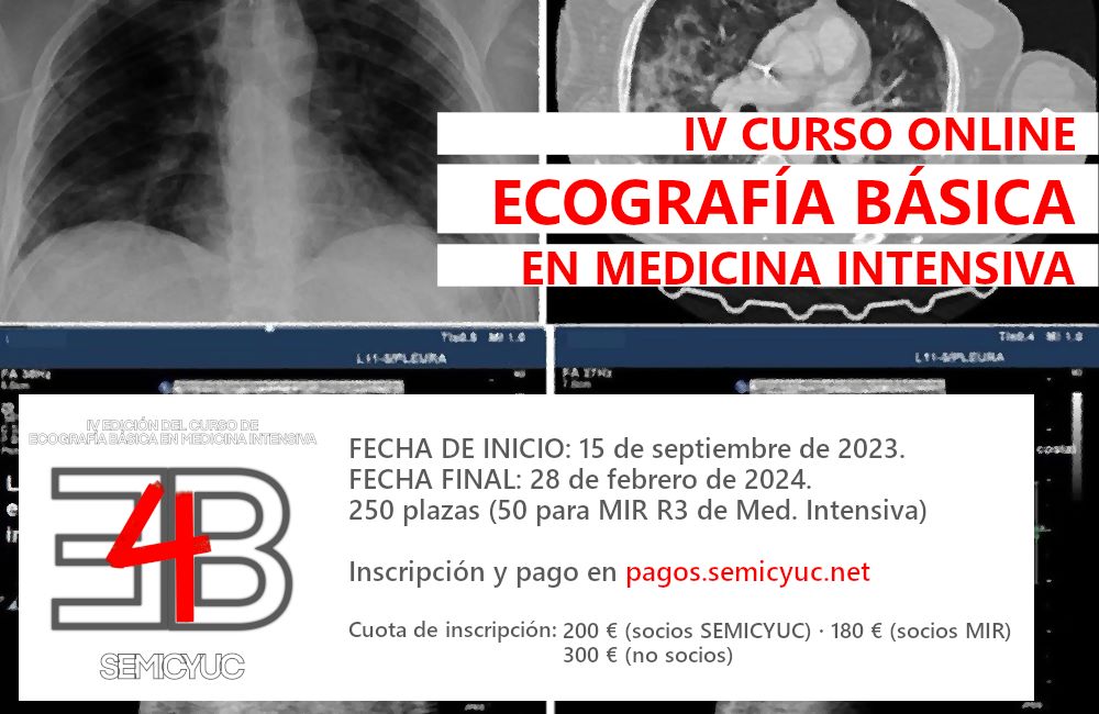 ‼️ Ponemos en marcha la IV Edición del Curso Online de Ecografía Básica en #MedicinaIntensiva. Comienza el 15 de septiembre, y finaliza en febrero. Cuenta con 250 plazas (50 reservadas para socios MIR 3). 👇