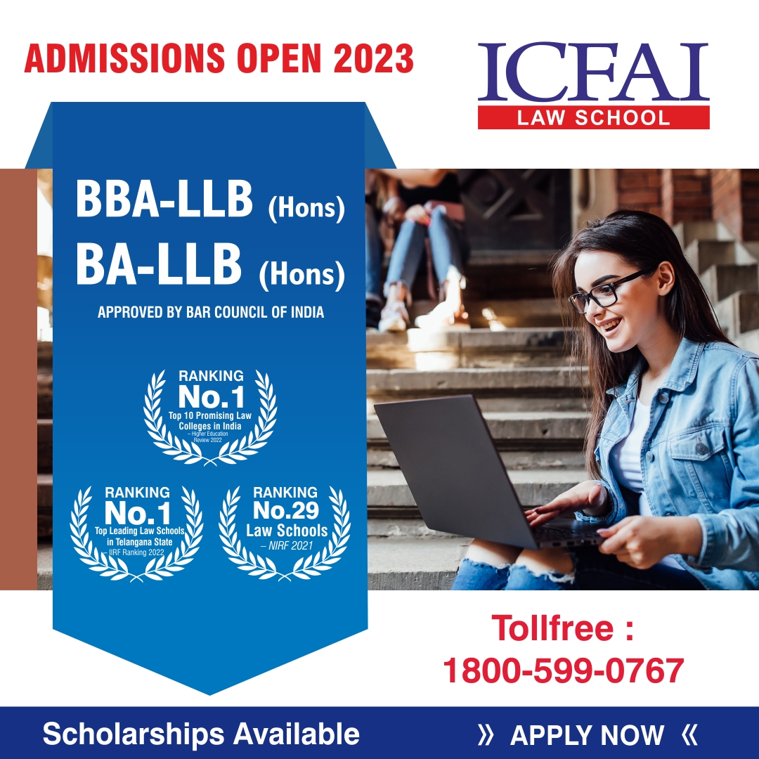 Admissions are open at ICFAI Law School, Hyderabad, for BA-LLB (Hons), BBA-LLB (Hons) Programs. 🎓✨

Apply Now @ bit.ly/408TwkA 

#ICFAILawSchool #AdmissionsOpen #Hyderabad #BALLBHons #BBALLBHons #ApprovedByBCI #ExcellentPlacements #LawSchool