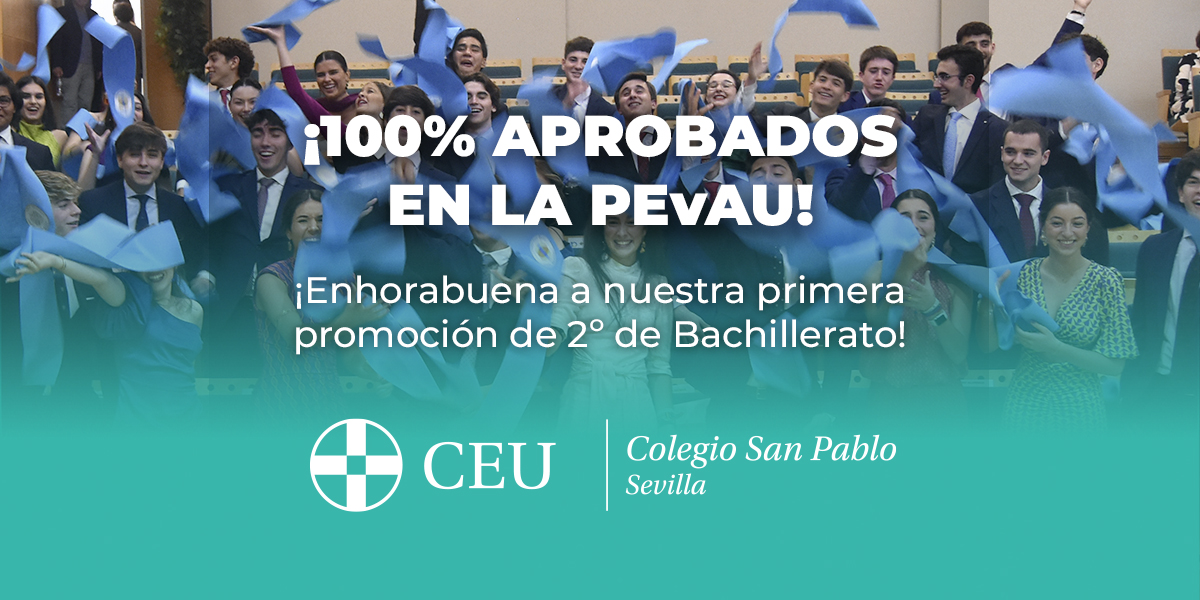 CEUAndalucia's tweet photo. 🎓 ¡Enhorabuena a nuestros alumnos de la primera promoción de 2º de bachillerato por haber aprobado la #PEvAU! 🎓

👏 El Colegio #CEU San Pablo #Sevilla está muy orgulloso de vosotros y de vuestro trabajo durante todo el curso. 👏

#ceu #bachillerato #educacion #valores #futuro https://t.co/AEMpX2zf1c