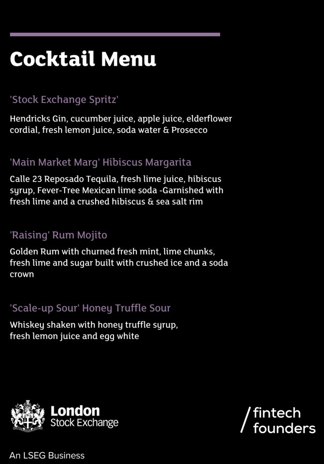 <a href="/mattturck/">Matt Turck</a> What do you reckon <a href="/FintechFounder/">Fintech Founders</a>? I think we had a pretty good drinks menu...