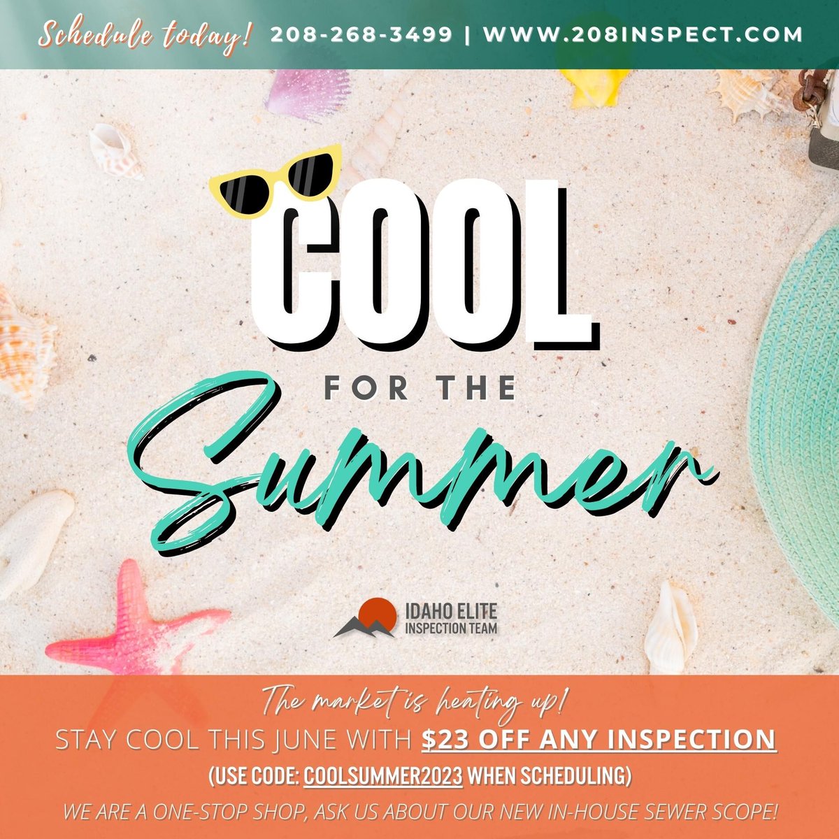 Gear up for the summer with Idaho Elite Inspection Team! We're bringing the heat down with our COOLSUMMER2023 promo code. Get $23 off any inspection service and ensure your home is summer-ready. Because a safe home is the best staycation destination. ☀️🏡 #SummerSavings