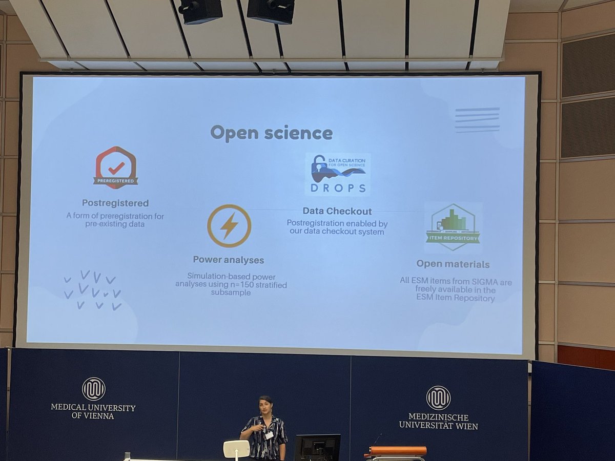 My amazing supervisor, <a href="/LivveyKirtley/">Olivia Kirtley</a> from the <a href="/ccp_leuven/">Center for Contextual Psychiatry</a>, shows how you can implement multiple <a href="/_open_science_/">Open Science</a> practices in one study  <a href="/ITripleS/">ISSS</a> conference in Vienna! Wondering how this in turn can motivate other researchers to try some of these out 🤔🤩