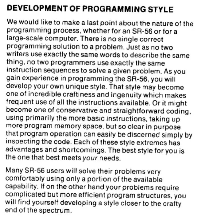 Remembering how I self taught myself to program on a TI SR-56 calculator in 1976 at the age of 15. I consider myself quite “crafty”. 😁
