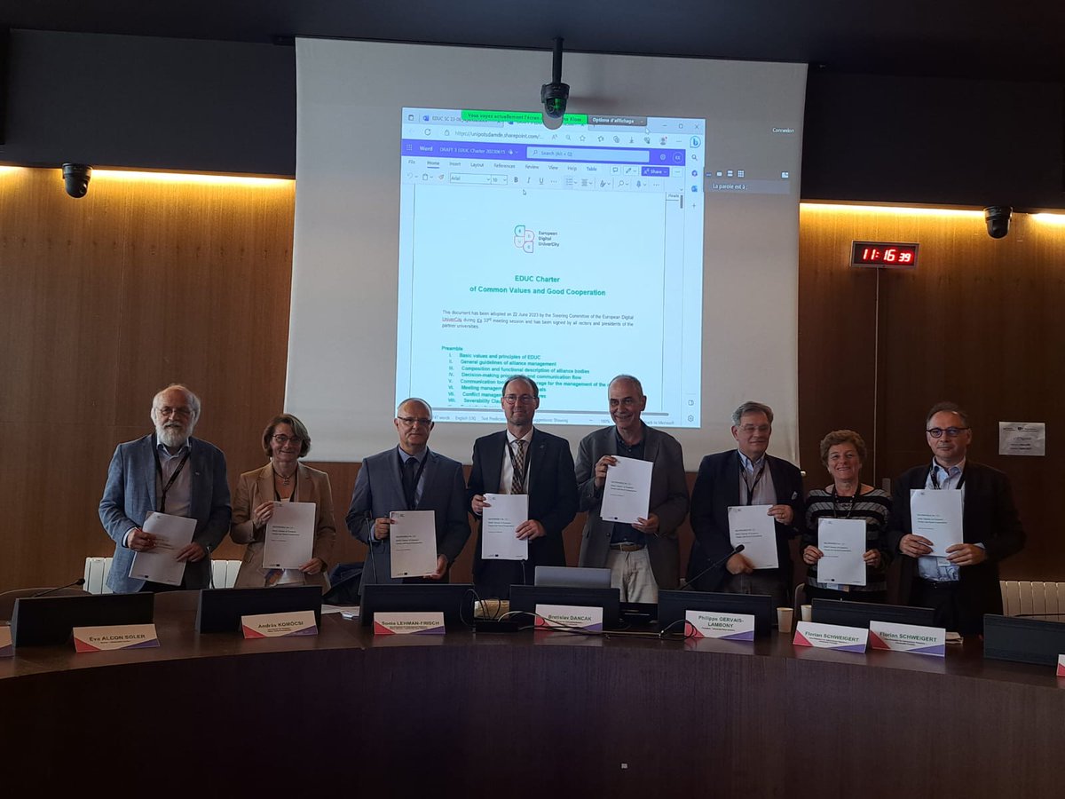 Alessandra Carucci 🇪🇺 (@ale_caruc) on Twitter photo The <a href="/EDUCUniverCity/">EDUC</a> Charter of Common Values and Good Cooperation just signed at <a href="/UParisNanterre/">Université Paris Nanterre</a> by <a href="/univca/">Università degli Studi di Cagliari</a> and the other 7 partner universities. A fundamental document for our Alliance vision and work together. The <a href="/EDUCUniverCity/">EDUC</a> Charter of Common Values and Good Cooperation just signed at <a href="/UParisNanterre/">Université Paris Nanterre</a> by <a href="/univca/">Università degli Studi di Cagliari</a> and the other 7 partner universities. A fundamental document for our Alliance vision and work together.