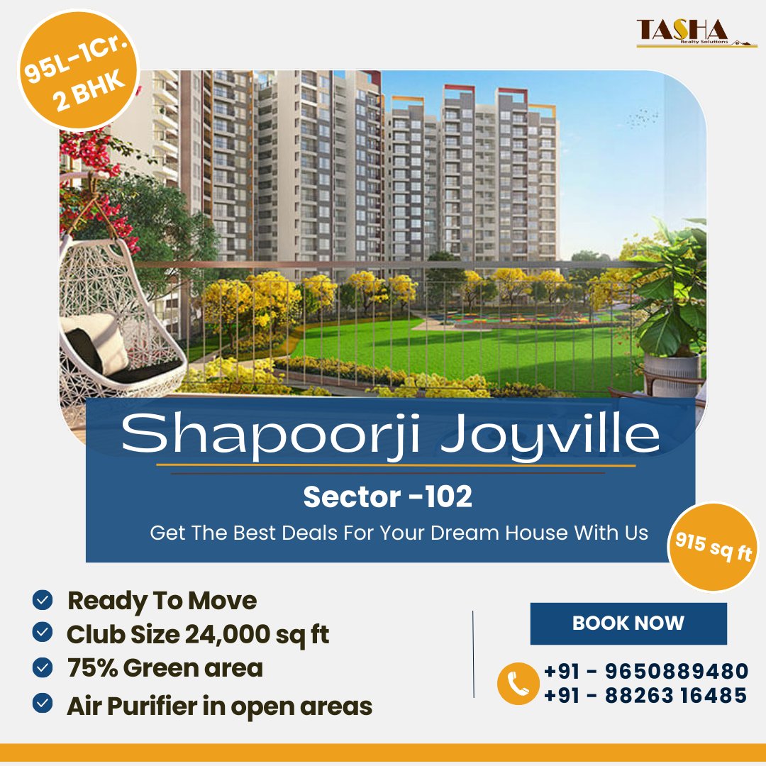 Steal deal..
Own your dream home at Joyville Gurugram with the Joy...
Sector 102, Gurugram
.
Call Us on 
+91 7827953403
+91 9650889480
.
.
#shapoorji #shapoorjijoyville #sector102 #gurgaon #realestate #apartment #stealdeal #gurgaonproperty #property #bestdeal #forsale #properties