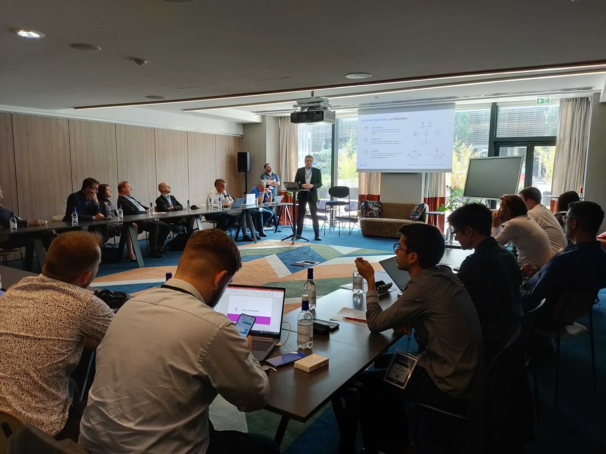 2e salle, 2e groupe, mais même ambiance pour l'Atelier Pratique #2 en direct de l'#IMSmeetup2023 :
"Convergence #IT / #OT"

Simon B., Expert Sécurité, <a href="/IMSNetworks/">IMS Networks</a>  
Vincent Dély, EMEA Pre-Sales Manager, <a href="/nozominetworks/">Nozomi Networks</a> 
Arnaud Masson, Specialized Systems Engineer OT, <a href="/Fortinet/">Fortinet</a>