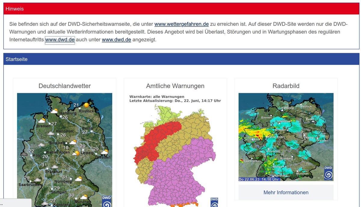 zePiz_'s tweet photo. Uuuund die Webseite des Deutschen Wetterdienstes scheint wegen des Unwetters überlastet zu sein. https://t.co/8GqHzM77O0