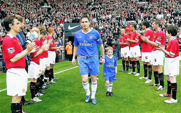 Guard of honour at Old Trafford led by Frank Lampard. 

Iconic.