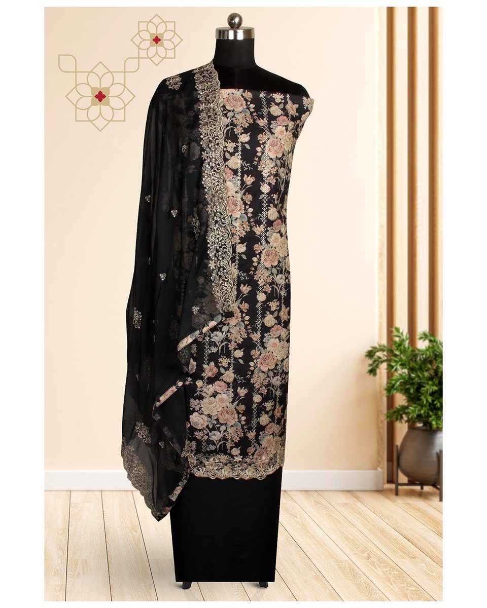 Our Modal #COTTON suit sets boast of digital floral print, emroidery and sequins work on the kurta. They are paired with plain Cotton bottoms and pure #Chiffondupattas with embroidery all over.
Shop online shorturl.at/yDLOS 
#salwarsuits #womenwear