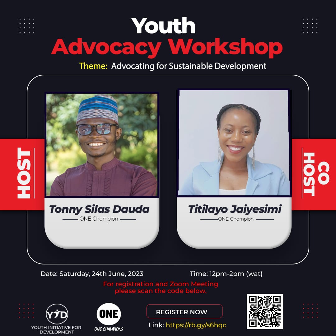 Are you a youth interested in activism?
Join us this weekend as @titilayo_jaiye and I will be hosting a capacity building workshop on activism and advocacy 

Registration link ⤵️
rb.gy/s6hqc

#ONEActivists
@ONEChampions