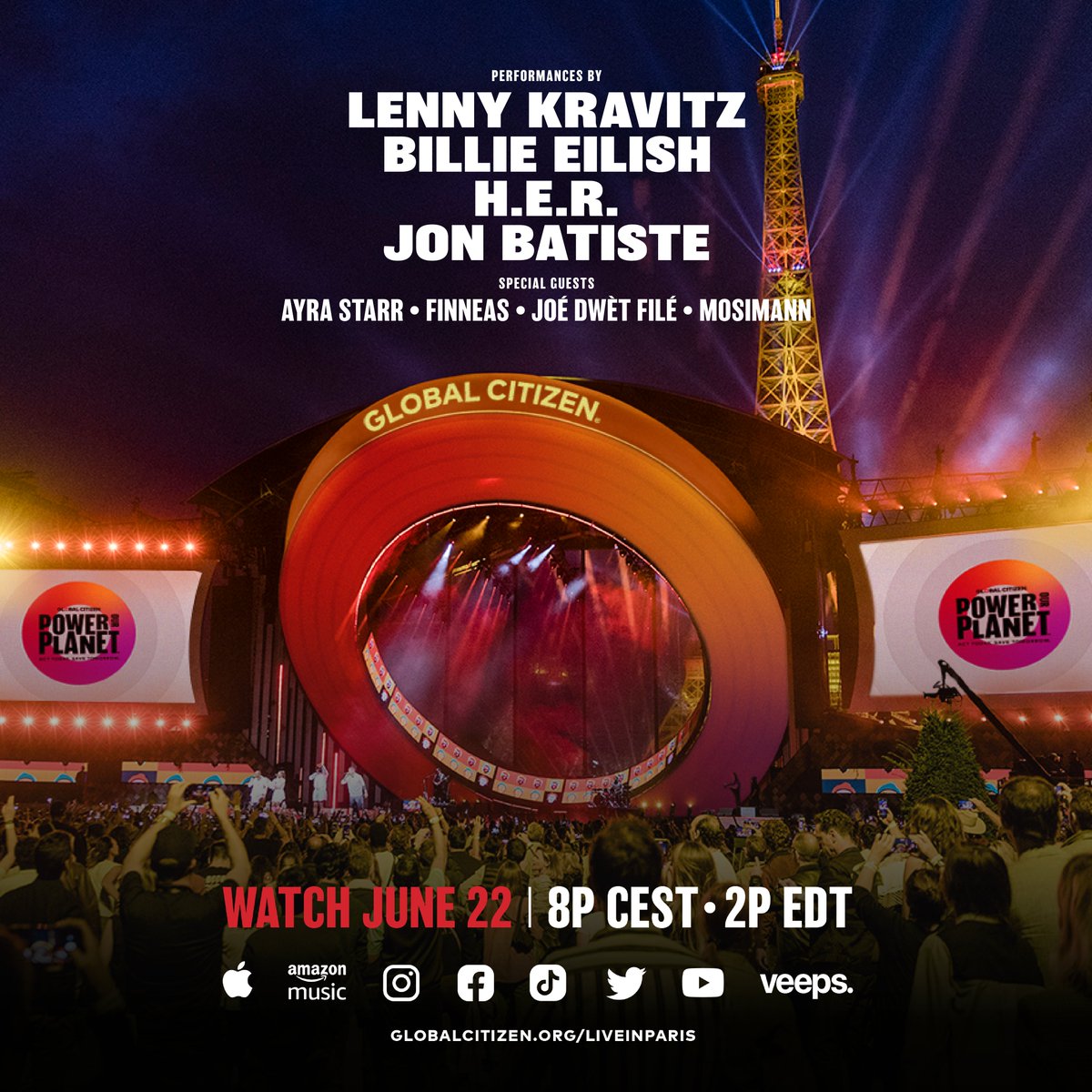 TODAY’S THE DAY! #PowerOurPlanet: Live in Paris officially kicks off at 8 pm CEST on the Champ de Mars! Find out all the ways you can tune in LIVE starting at 8 pm CEST / 2 pm ET: glblctzn.me/pop-liveinparis