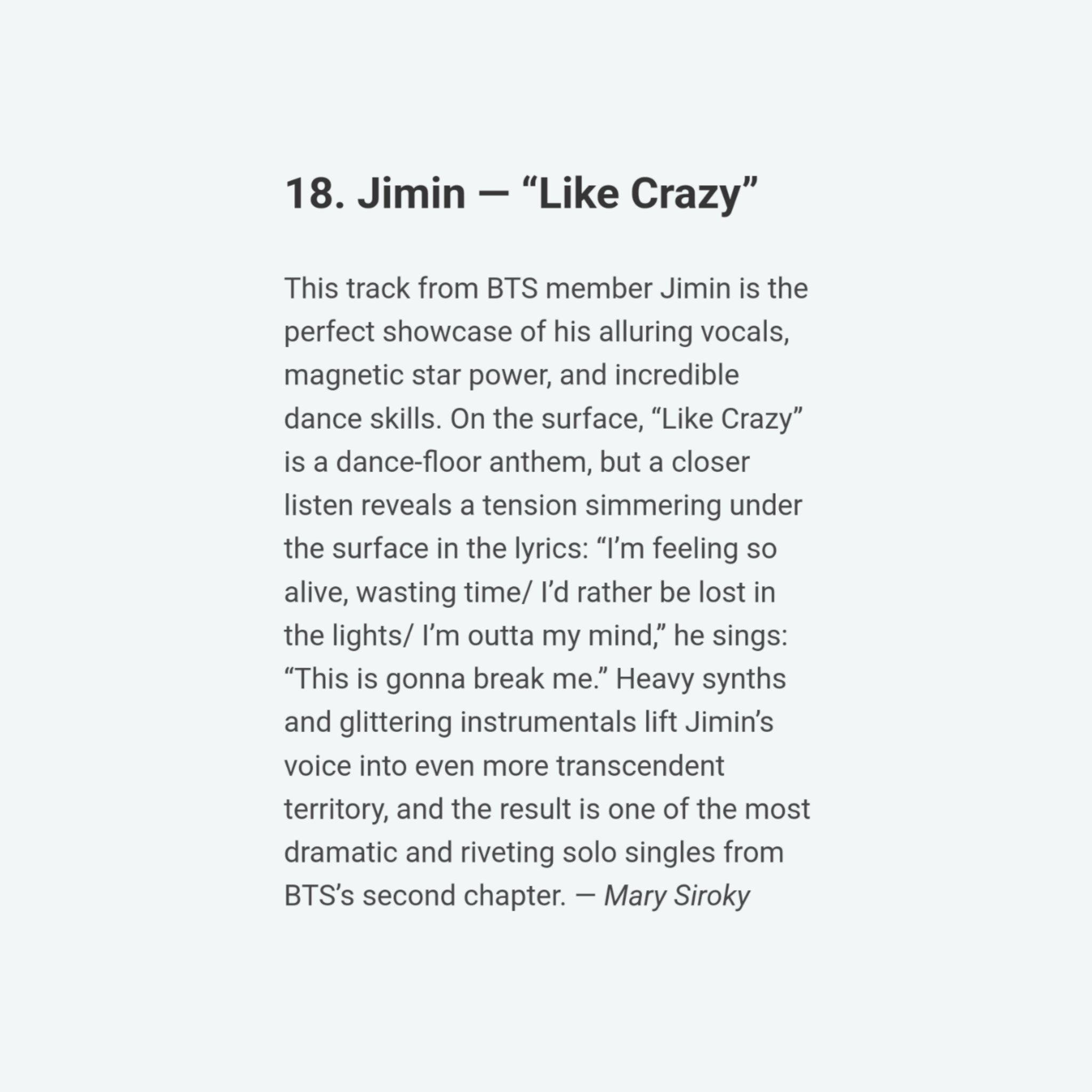 Jimin Like Crazy Lyrics in 2023  Bts song lyrics, Crazy lyrics