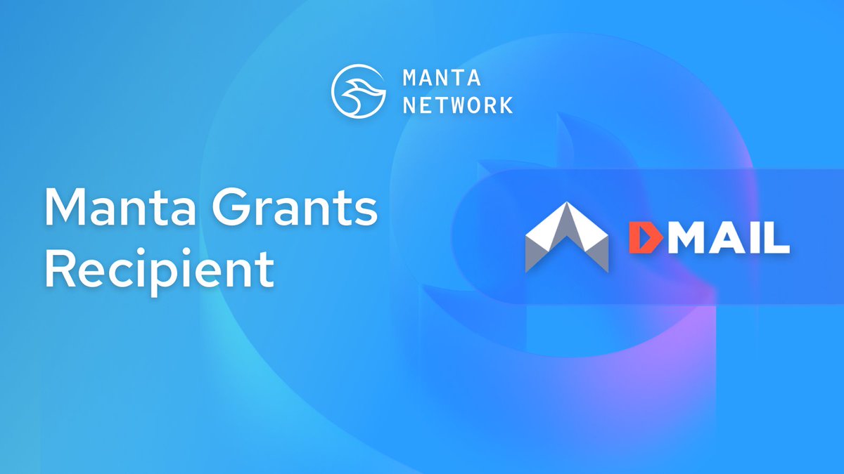 🚀 Manta Grants Recipient: <a href="/Dmailofficial/">DMAIL.AI</a>!

<a href="/MantaNetwork/">Manta Network (🔱,🔱)</a> is excited to extend a grant to Dmail as part of its ongoing Grants Program. The grant will enable the development of Proof Keys and zkSBT adoption for the Dmail users and community.