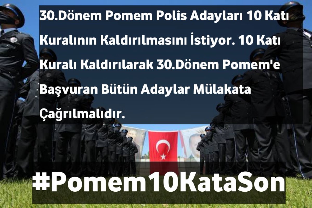 30. Dönem POMEM Polis Adayları 10 Katı Kuralının Kaldırılmasını İstiyor 10 Katı Kuralı Kaldırılarak 30. Dönem Pomem’e Başvuran Bütün Adaylar Mülakata Çağırılmalıdır 🇹🇷 #Pomem10KataSon
<a href="/tcbestepe/">T.C. Cumhurbaşkanlığı</a>
<a href="/RTErdogan/">Recep Tayyip Erdoğan</a>
<a href="/AliYerlikaya/">Ali Yerlikaya</a>
<a href="/av_mehmetsaglam/">Mehmet Sağlam</a>
<a href="/munirkaraloglu/">Münir Karaloğlu</a>
@mehmetaktasgm
<a href="/turanbulent/">Bülent TURAN</a>