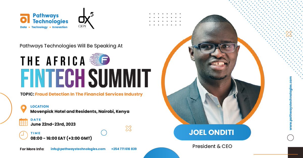 Our CEO will be taking the stage at the Africa Fintech Summit to discuss the best approaches to fraud detection in FSIs this Friday.
Stay Tuned!
#AfricaFintechSummit #DigitalTransformation #FintechSummit #AfricaFintechSummit #Finance #FraudDetection #FinancialSector 
@dx5ve
