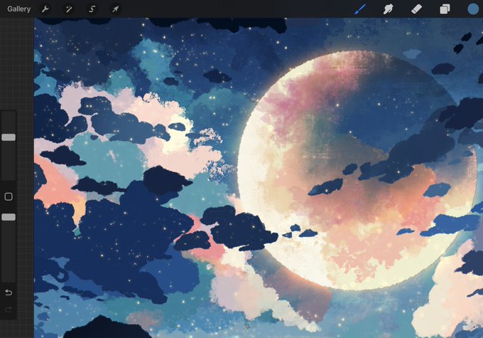 すごく久しぶりに月を描いてます