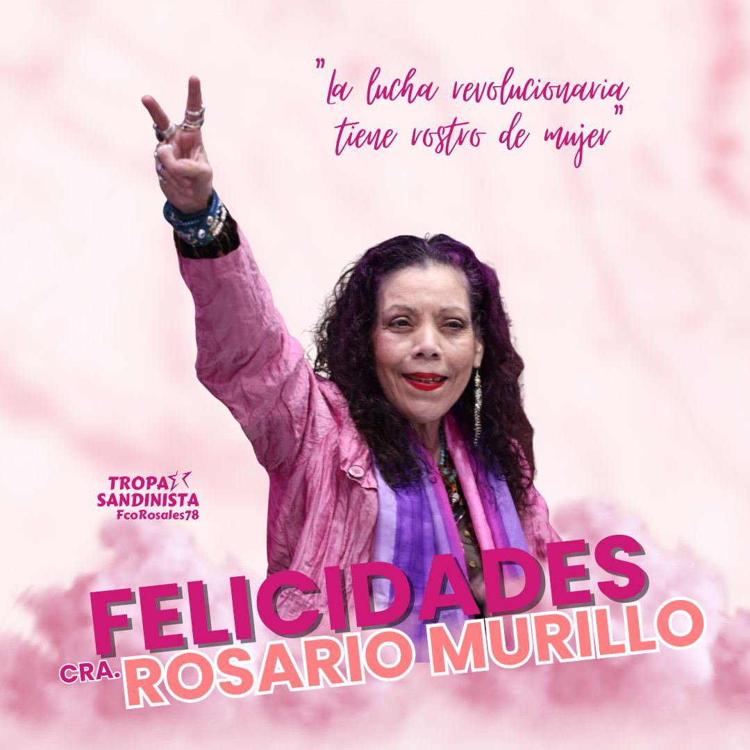 Buenos días compañeros ☀️ Hoy amanecemos celebrando el cumpleaños de la vice presidenta del pueblo, cra Rosario Murillo, le deseamos lo mejor en su día 🥳 ¡Qué tengan un bonito día! Acá pueden dejar sus felicitaciones 👇🏻#FelicidadesCompañeraRosario le desea la #TropaSandinista