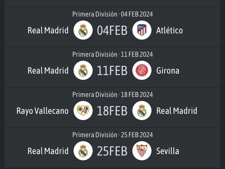 De nuevo el Madrid no sale de la capital en todo febrero, justo cuando empiezan las eliminatorias de Champions. Casualidad, como todos los años.