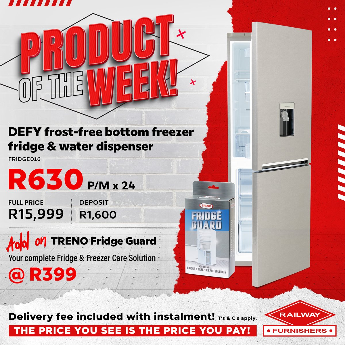 rail_furn's tweet image. PRODUCT OF THE WEEK: The DEFY frost-free bottom freezer fridge is the answer to all your food storage needs! Elegant, with a satin metallic finish, spacious, and energy efficient! At ONLY R 630 p/m (x24). Visit your closest branch TODAY! #productoftheweek #frostfree