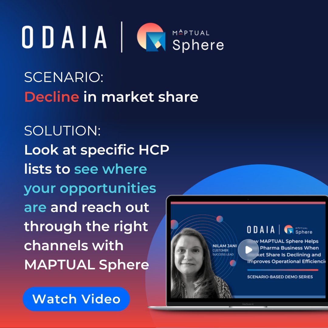 #Pharma #SalesReps can see where you are losing #business, where there is potential to grow, and where growth is occurring with MAPTUAL Sphere.

Learn more about MAPTUAL Sphere in the full video: odaia.ai/how-maptual-sp…