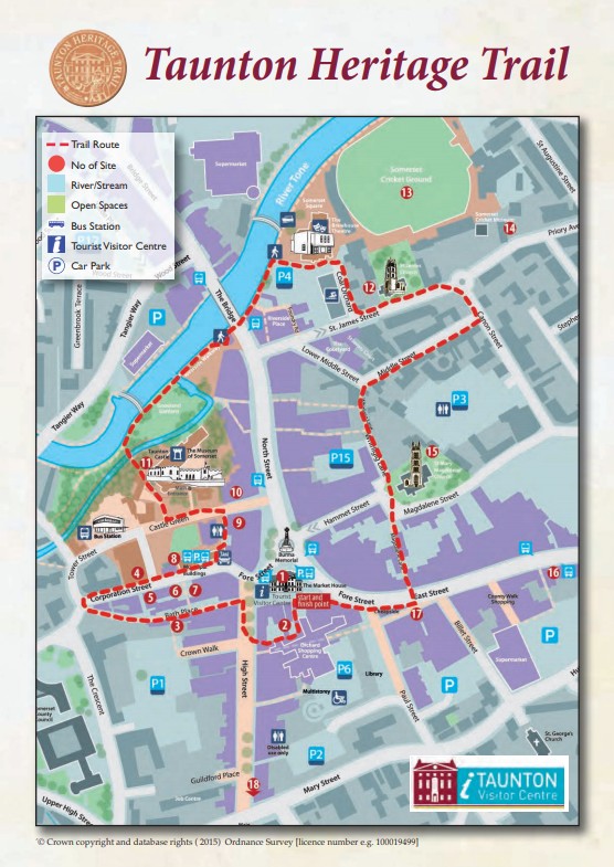 Pick up your copy of the Heritage Trail from the Taunton Visitor Centre and visit the historic sites and properties on a self-guided tour