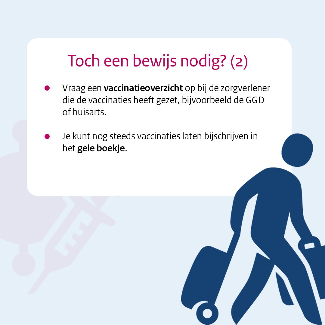 MinVWS's tweet photo. Per 1 juli stopt de uitgifte van de het Europese Digitale Coronacertificaat (DCC) via de Corona-Checkapp. Met een DCC (een QR-code) kunnen reizigers aantonen dat zij gevaccineerd, hersteld of negatief getest zijn. Toch een coronabewijs nodig? Swipe voor alternatieven.